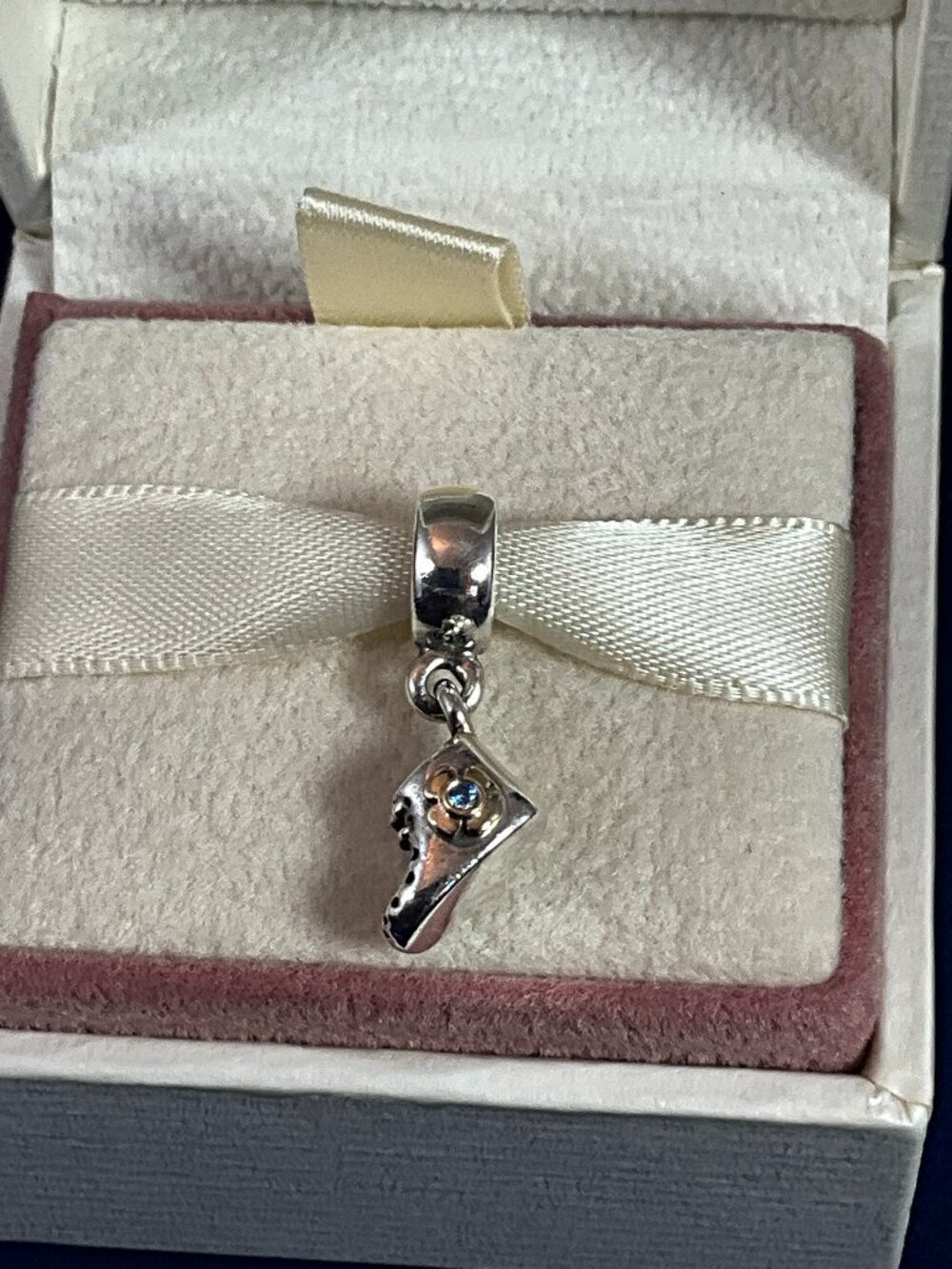 NWOT Pandora Sterling Silver & 14K Gold Baby Booty Boy Dangle Charm 790403CZB
